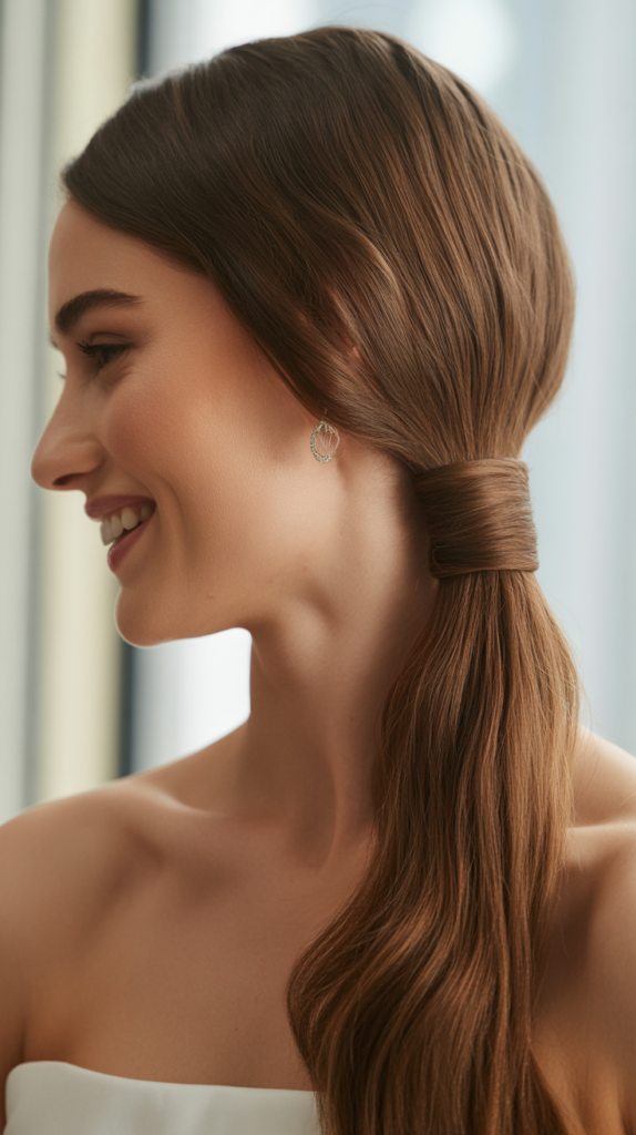 Sleek Ponytail with Wrap