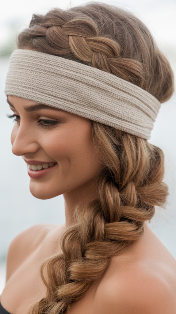 Thick Headband with Waterfall Braid