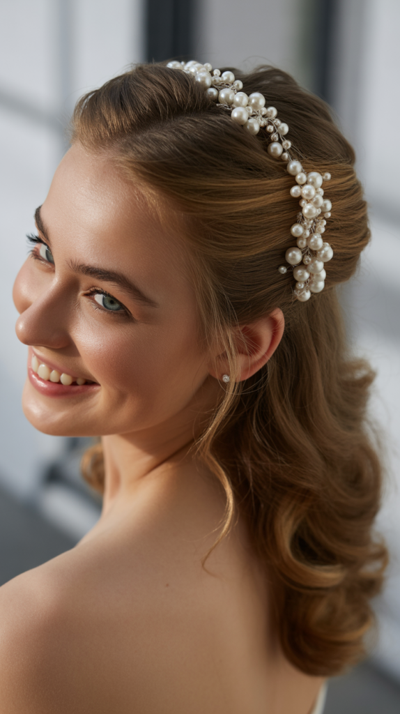 Half-Up with Pearl Accessories