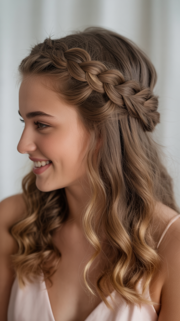 Braided Crown Half-Up Style