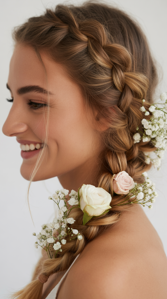 Side Braid with Flowers