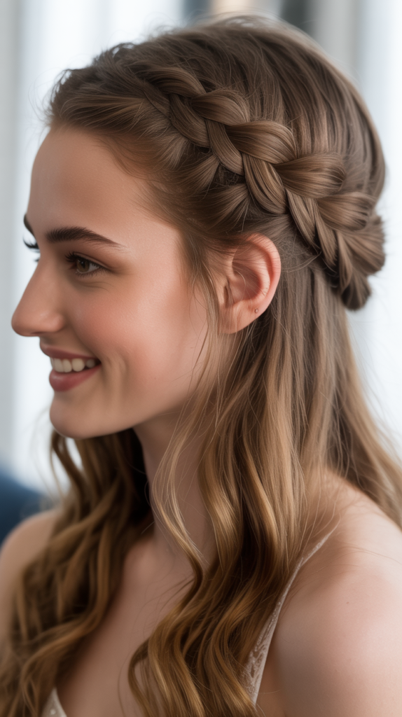 Fishtail Braid Half-Up Style