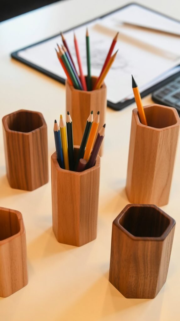 Wooden Pencil Holders (Desktop)