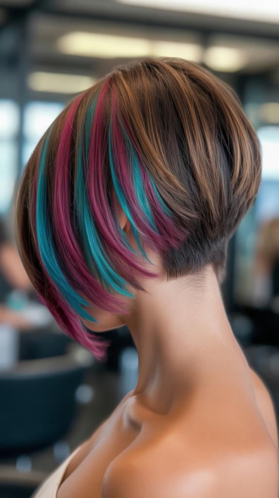 Stacked Bob with Peek-a-Boo Color