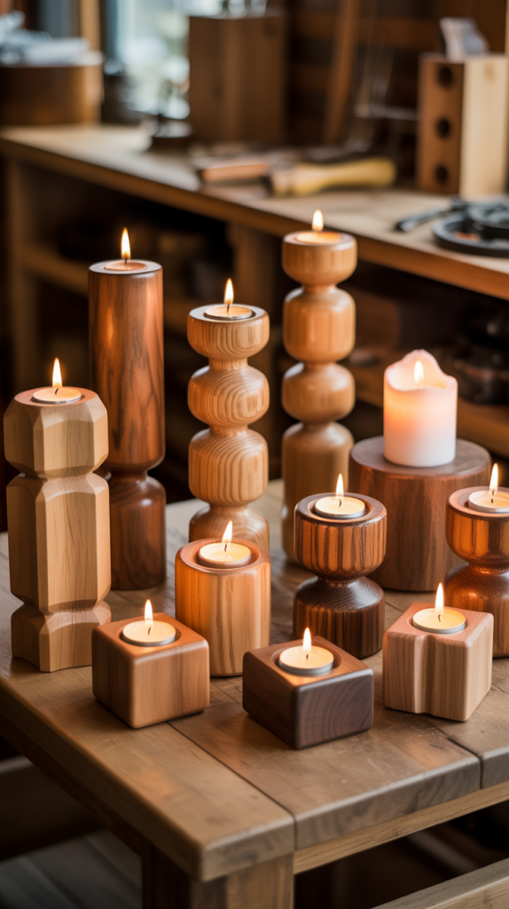 Wooden Candle Holders