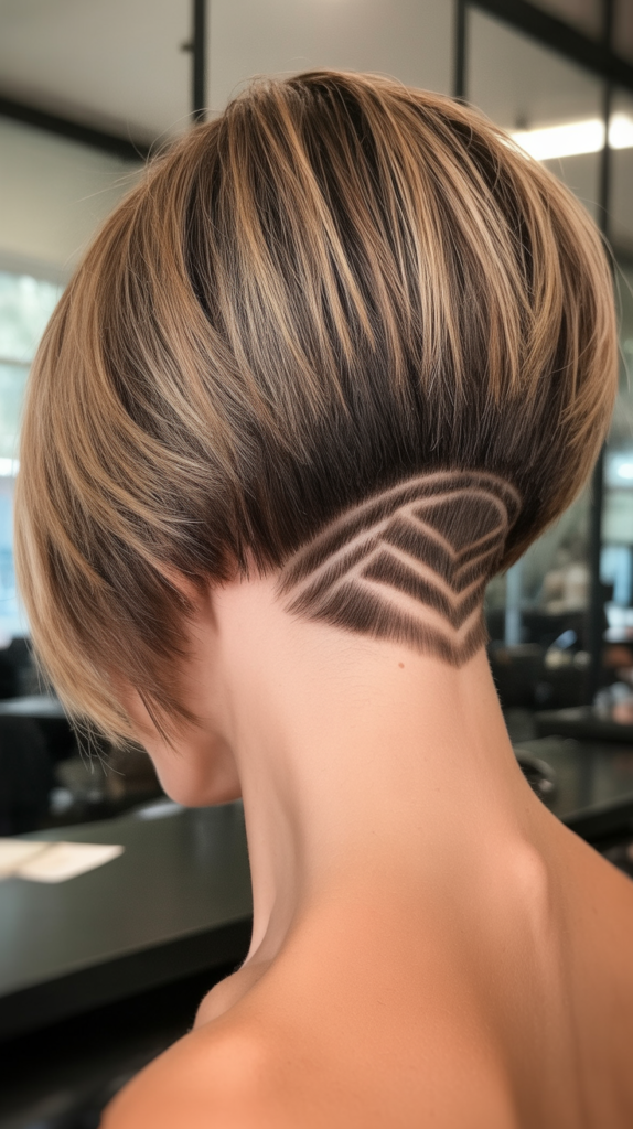 Stacked Bob with Shaved Nape Pattern