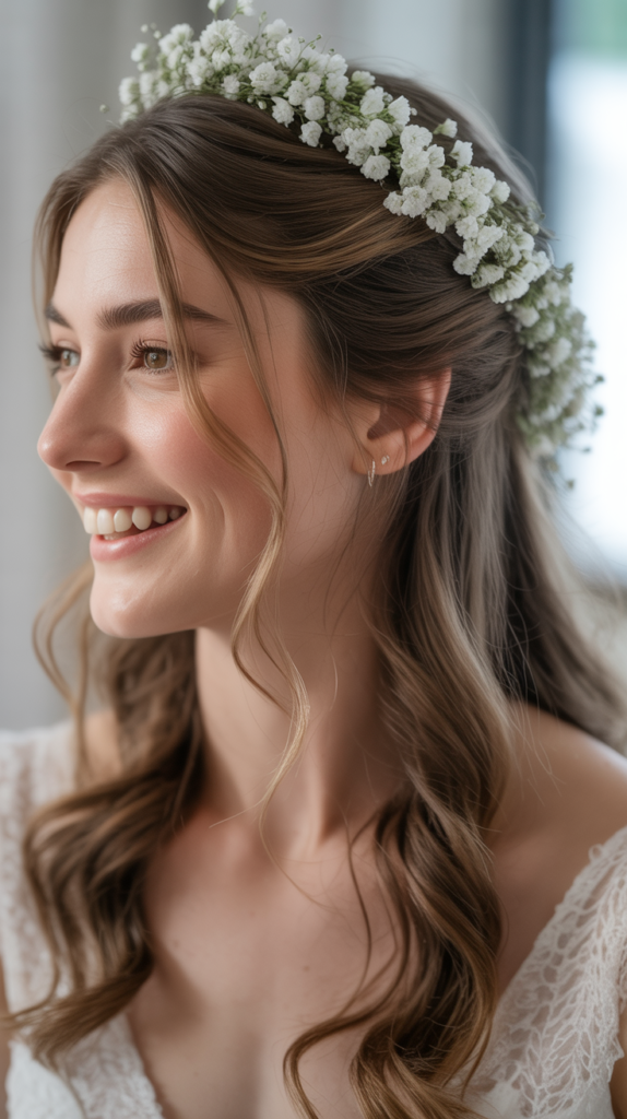 Half-Up with Baby's Breath