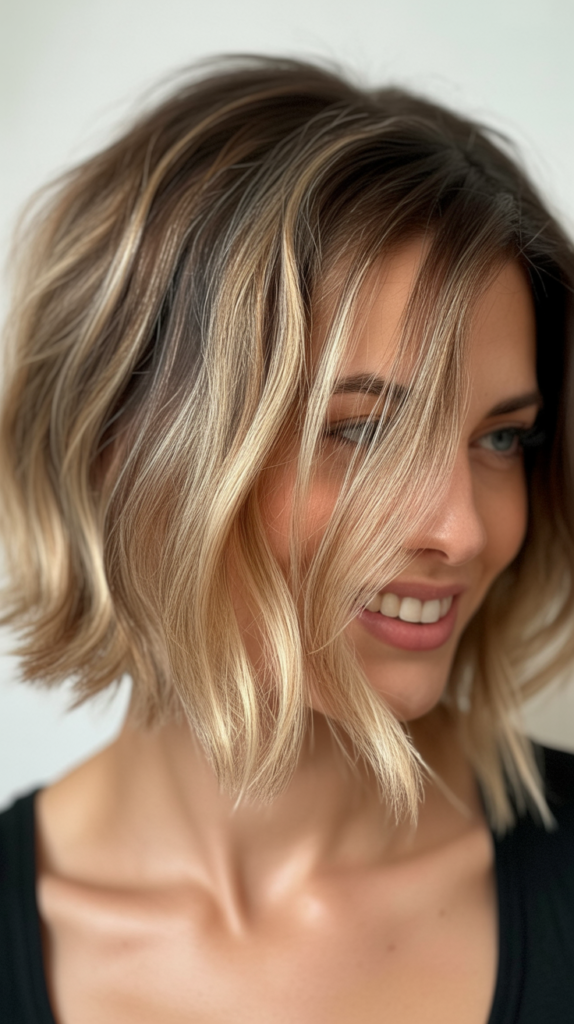 Choppy Bob with Blonde Balayage