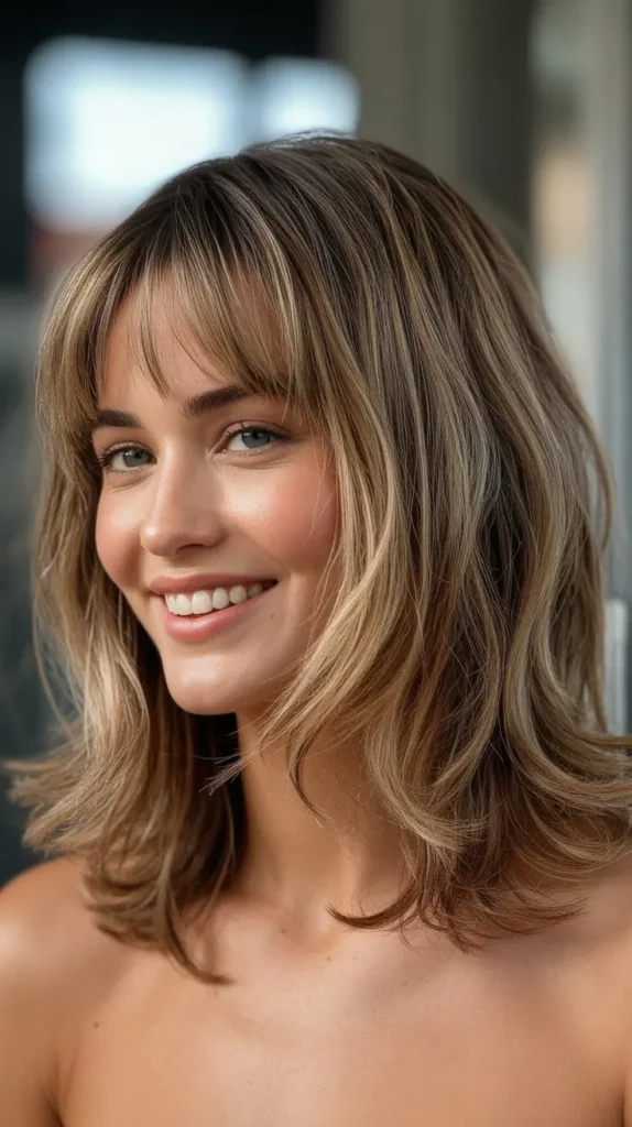 Shaggy Lob with Curtain Bangs