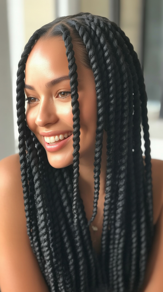 Side Part Knotless Senegalese Twists