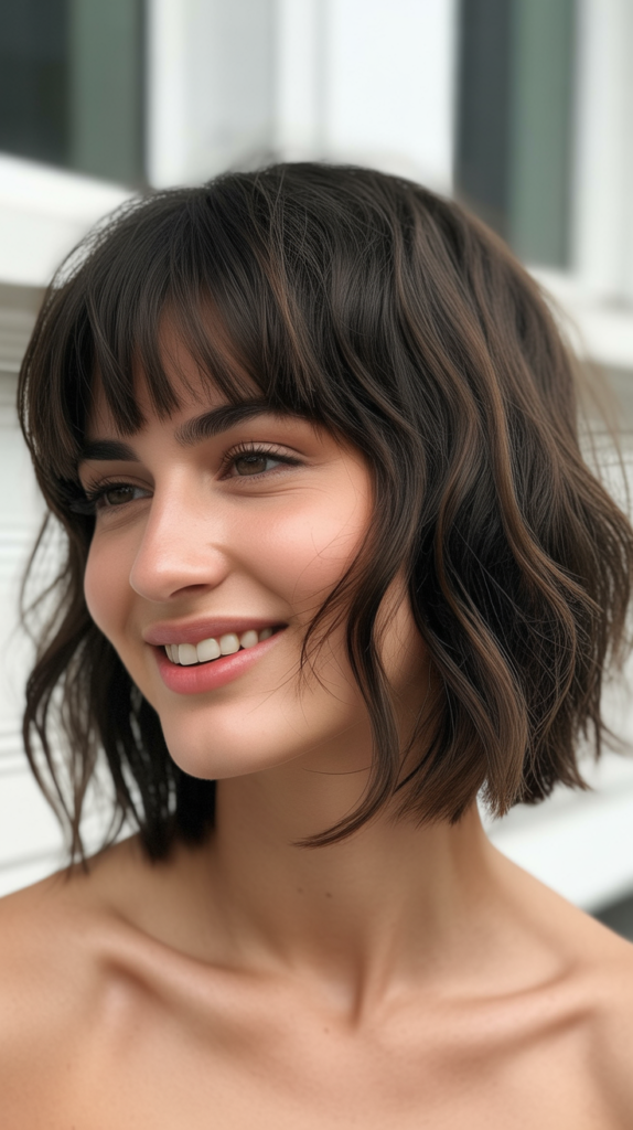 Choppy French Bob with Blunt Bangs