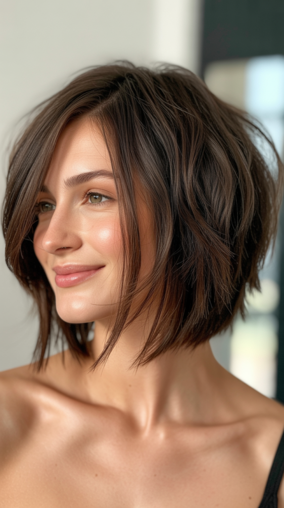 Messy Choppy Bob with Side Part
