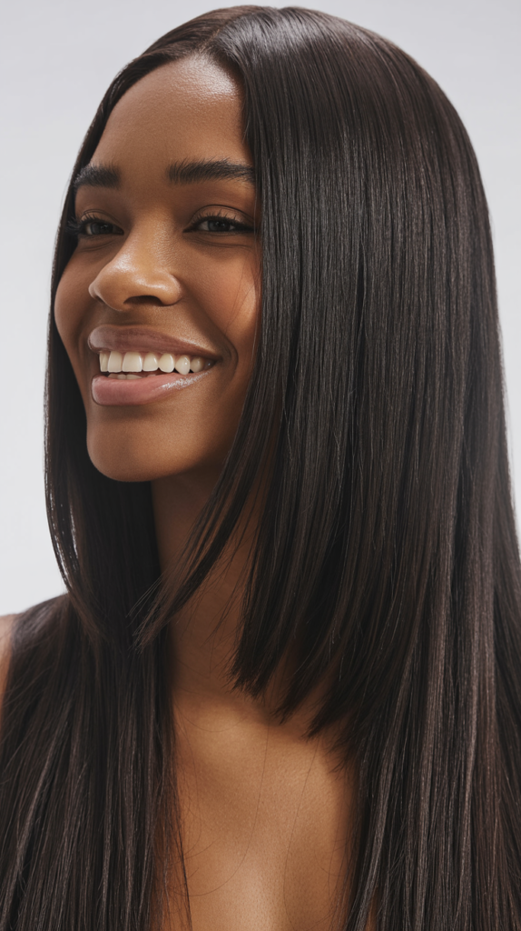 Ultra-Long Straight Hair with Blunt Cut