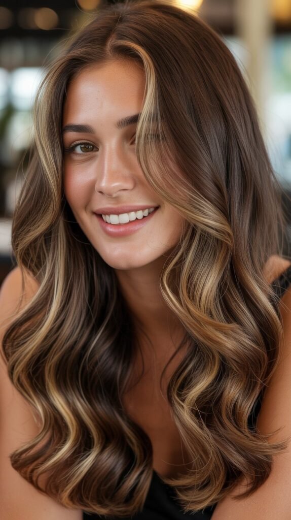 Deep Brown with Tortoiseshell Highlights and Money Piece