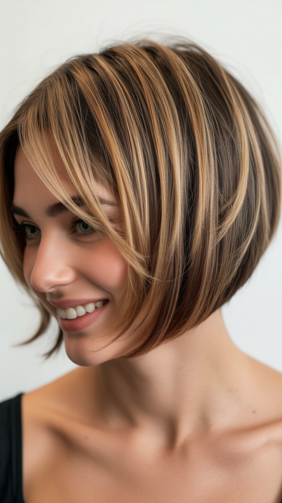 Stacked Bob with Strategic Color Placement