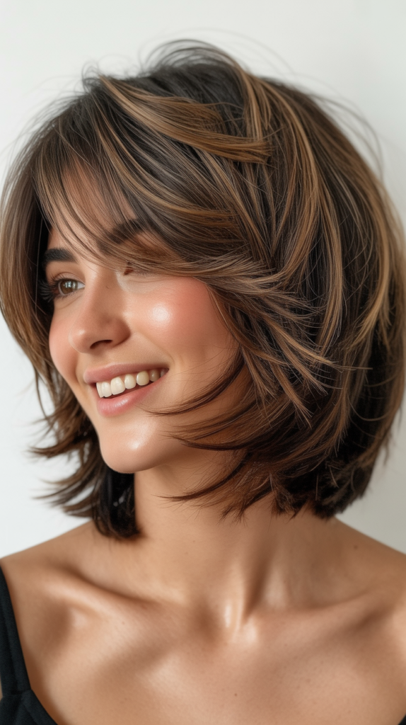Layered Choppy Bob for Maximum Volume