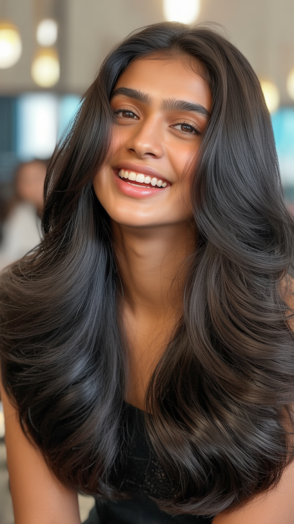 Voluminous Blow-Dried Straight Hair