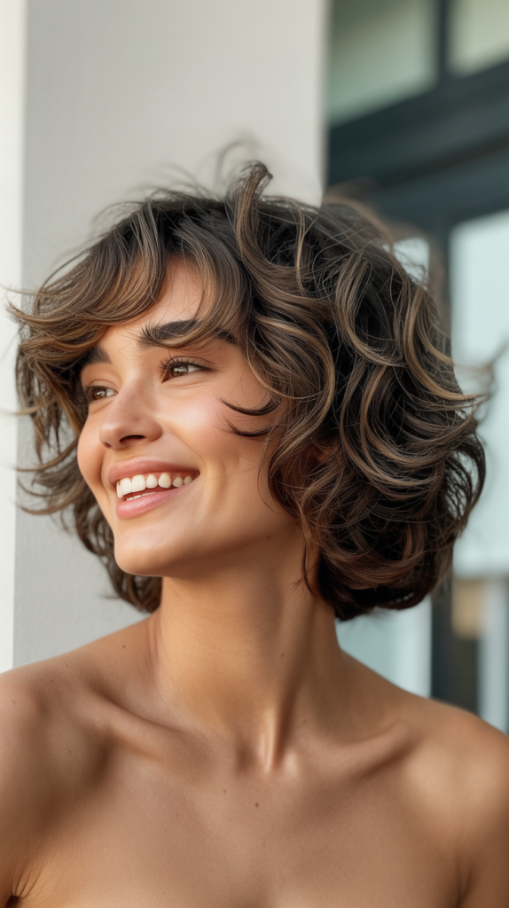 Choppy Bob with Natural Curls