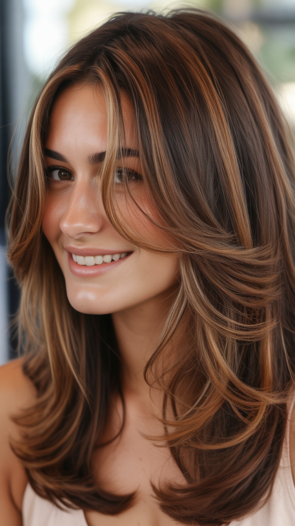 Caramel Highlights on Shag Haircuts