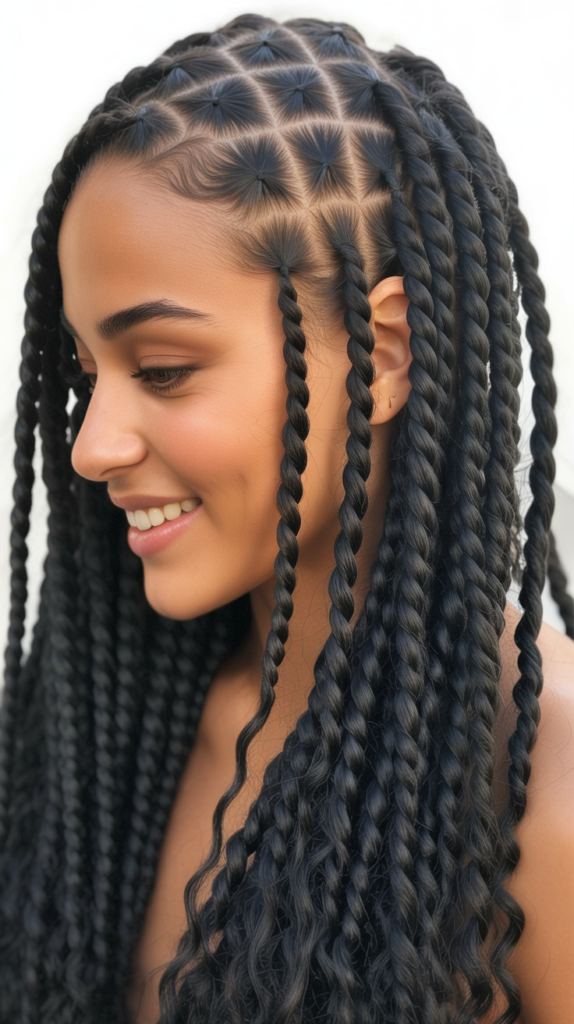 Side Part Knotless Passion Twists