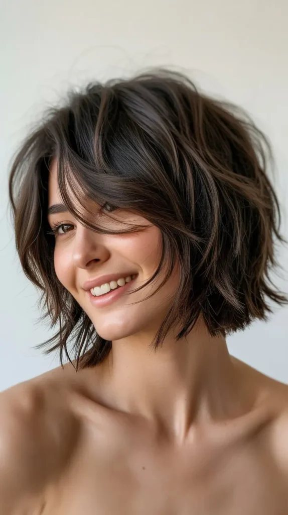 Shaggy Choppy Bob with Razored Ends