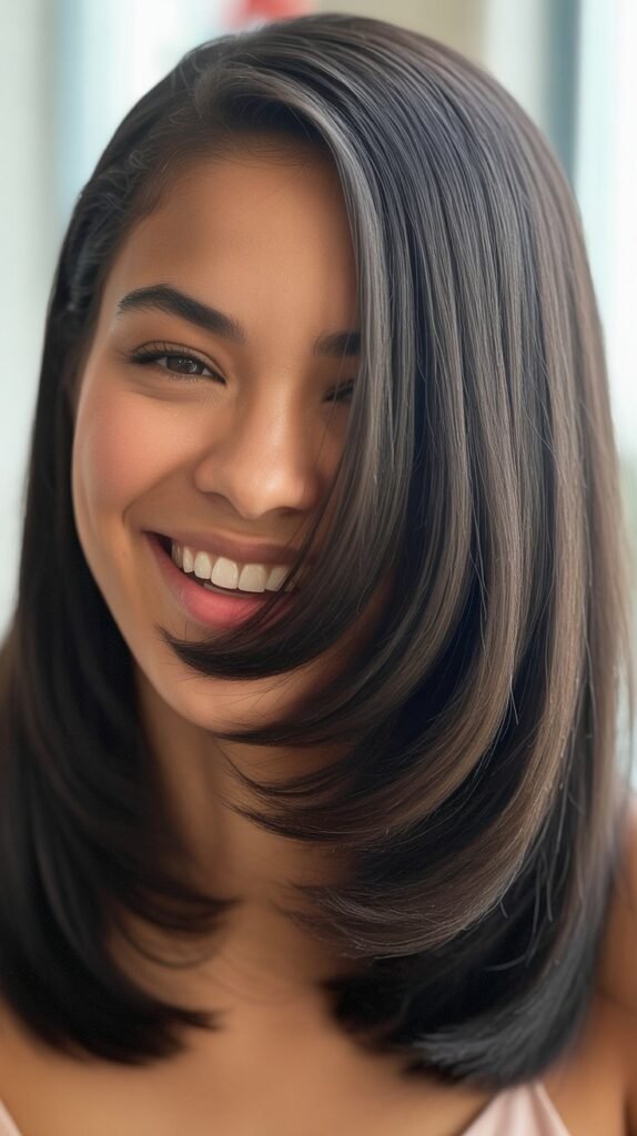 Straight Hair with Deep Side Part