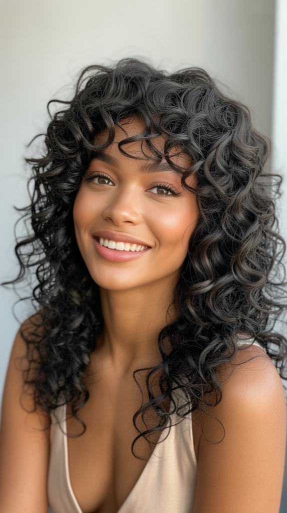 Frontal Lace Wig with Curly Bang