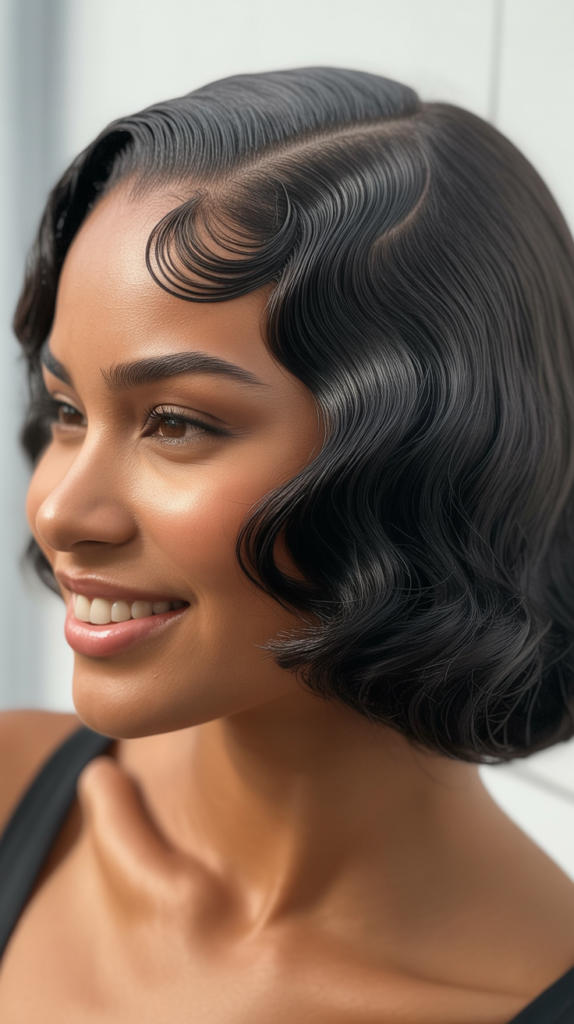 Sleek Side Part with Finger Waves