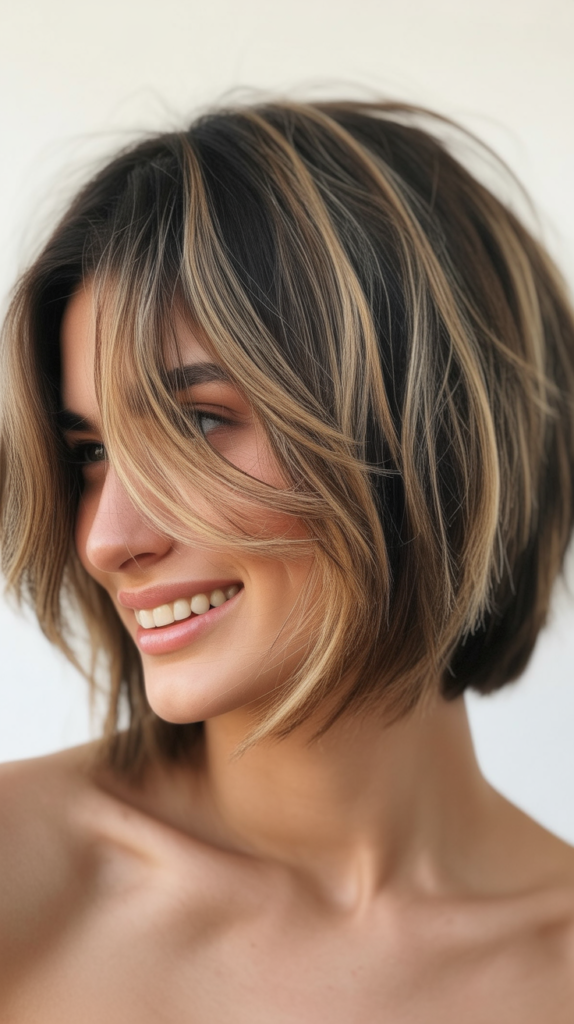 Choppy Bob with Money Piece Balayage