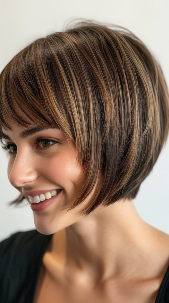 Stacked Bob with Fringe Variations for Customization