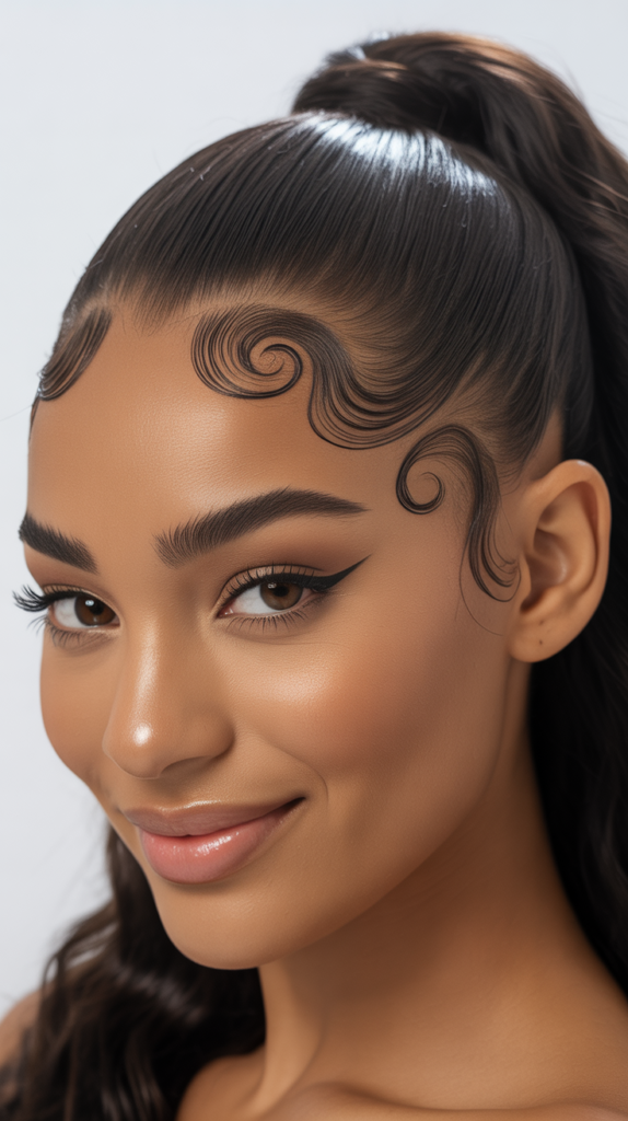  Sleek High Ponytail with Baby Hairs