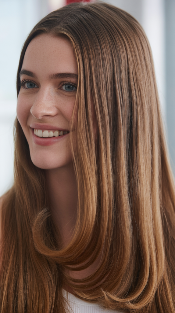 Straight Hair with Subtle Flip at Ends