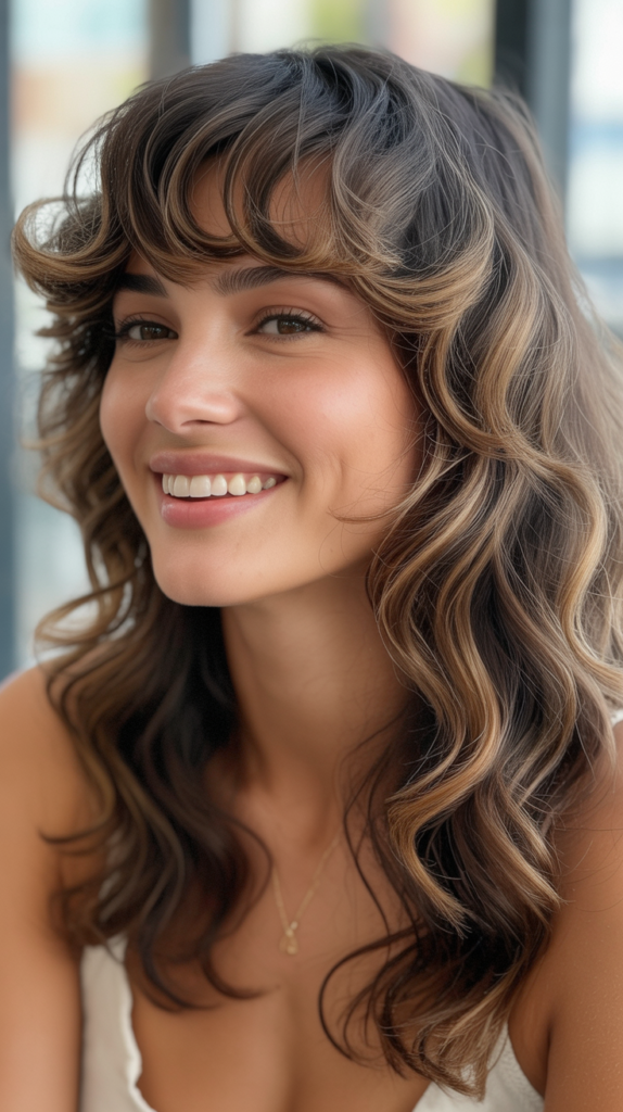 Wavy Hair with Bottleneck Bangs
