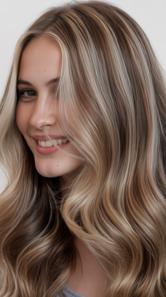 Ash Brown Lowlights on Blonde Hair