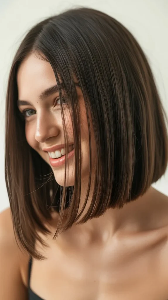 Blunt Long Bob with Internal Layers