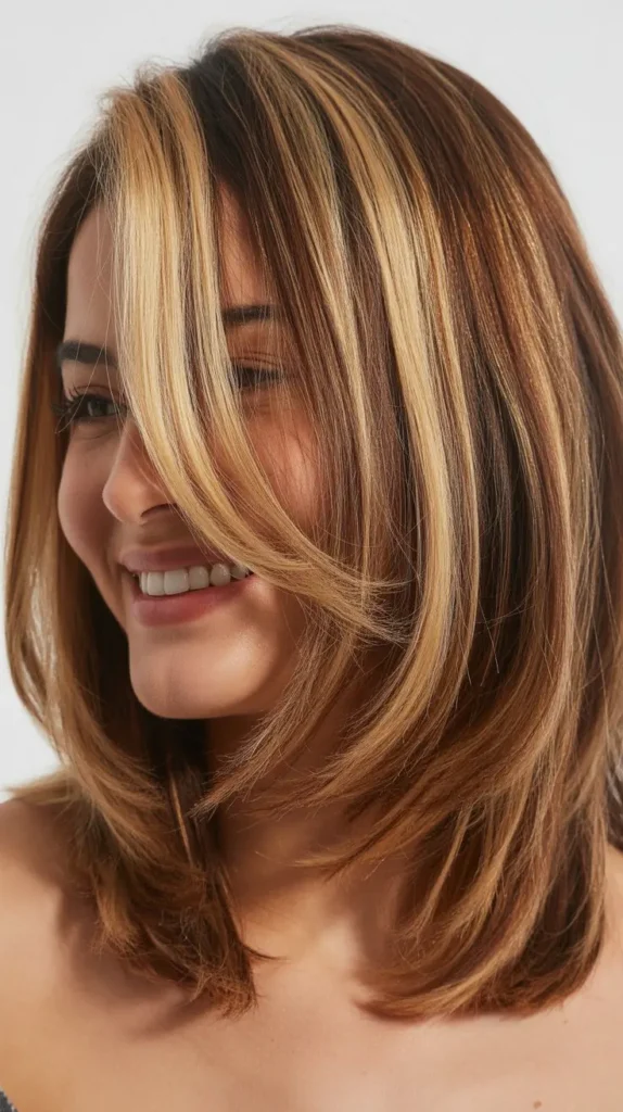 Layered Long Bob with Money Pieces