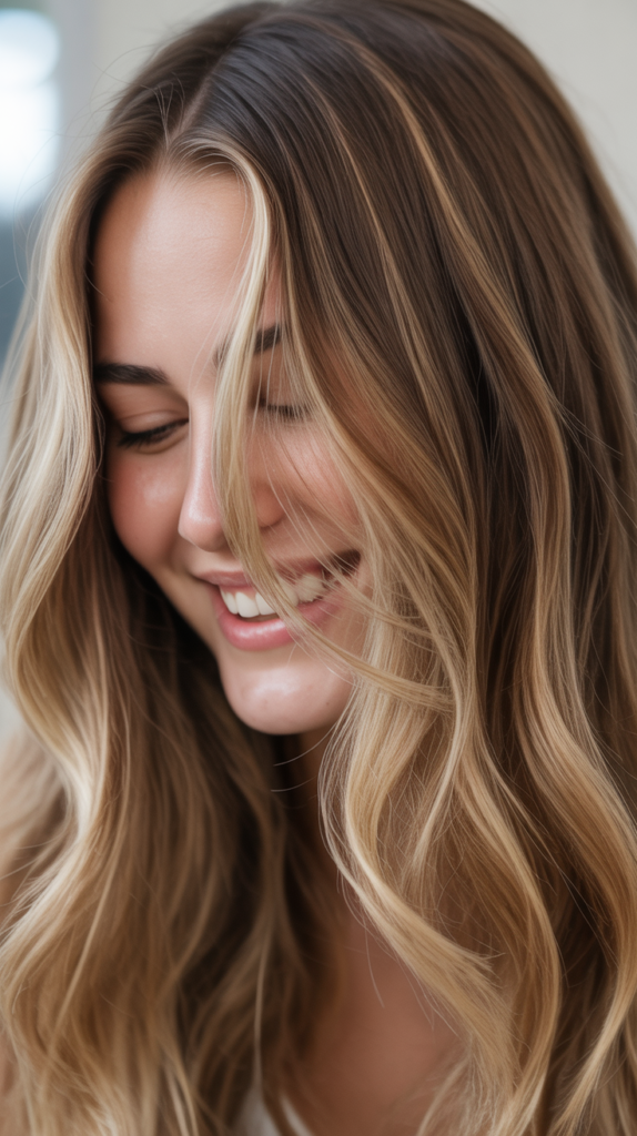 Soft Blonde Highlights with Brown Shadow Root