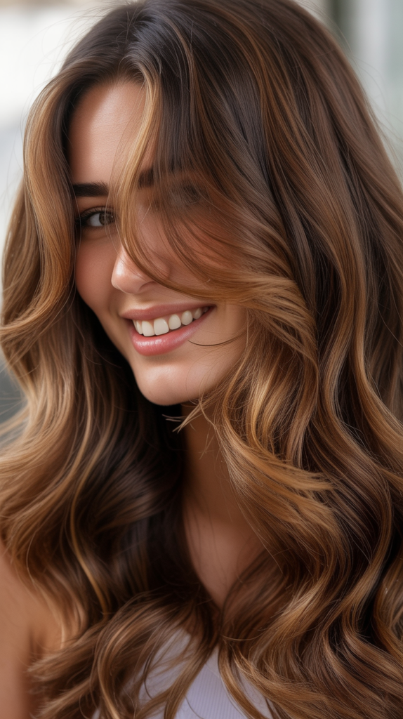  Soft Caramel Highlights on Wavy Layers