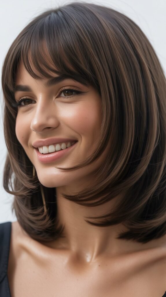 Long Bob with Curtain Bangs and Hidden Undercut