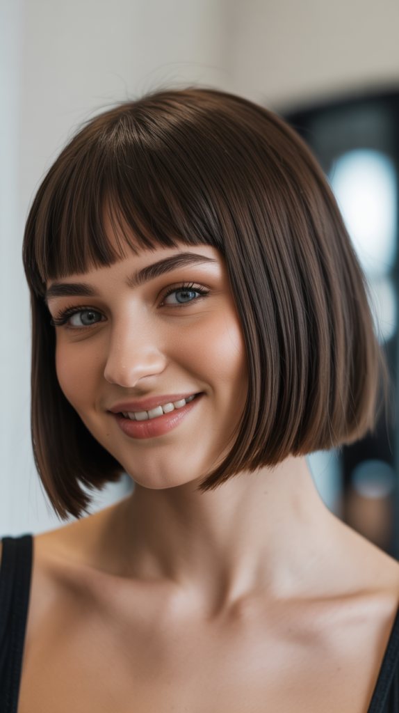 Rounded Bangs with Straight Bob
