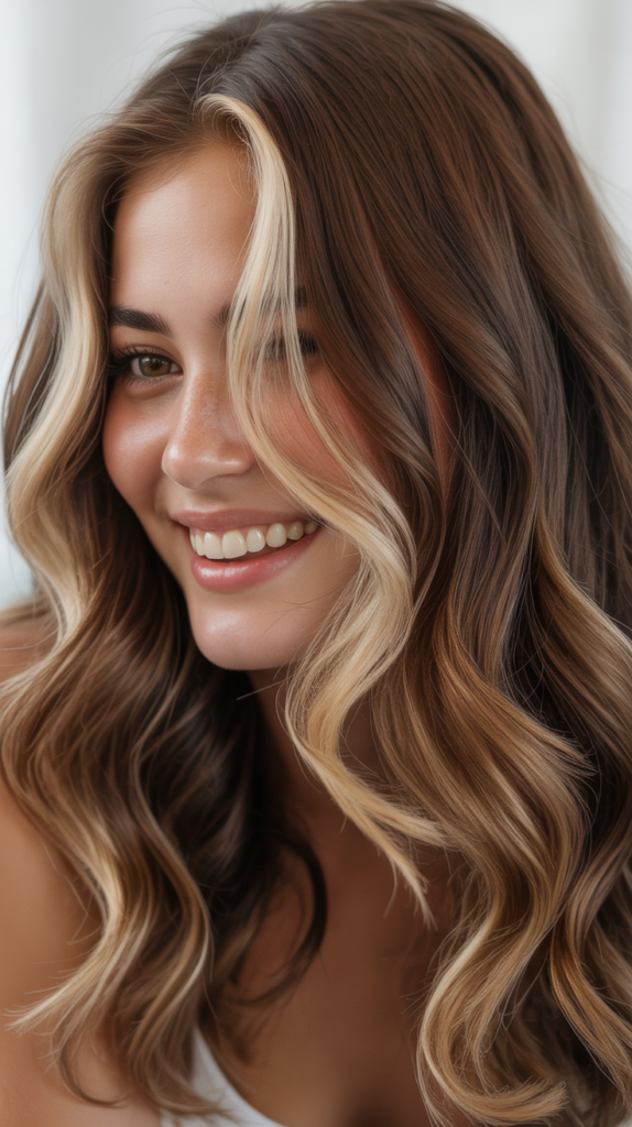 Subtle Honey Highlights with Champagne Money Piece