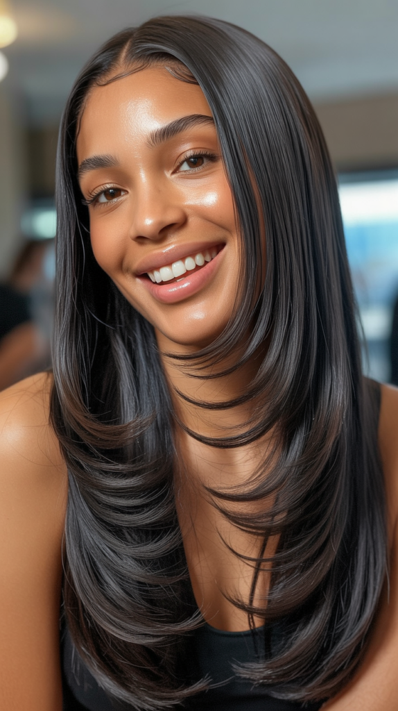 Straight Hair with Feathered Ends