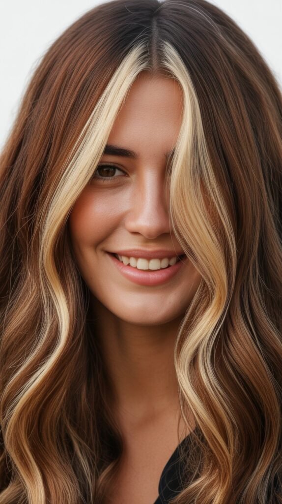 Walnut Brown with Honey Balayage and Face-Framing Money Piece