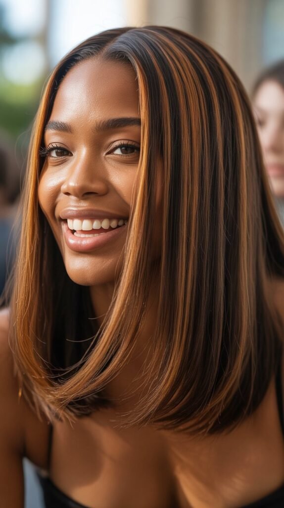 Middle-Length Straight Hair with Subtle Highlights