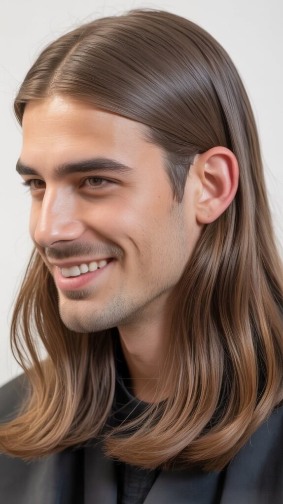 Long Straight Hair with Tapered Sides