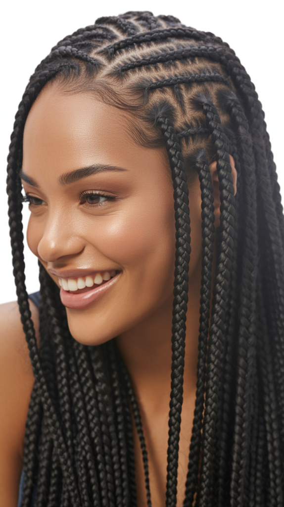 Feed-In Cornrows with Box Braids