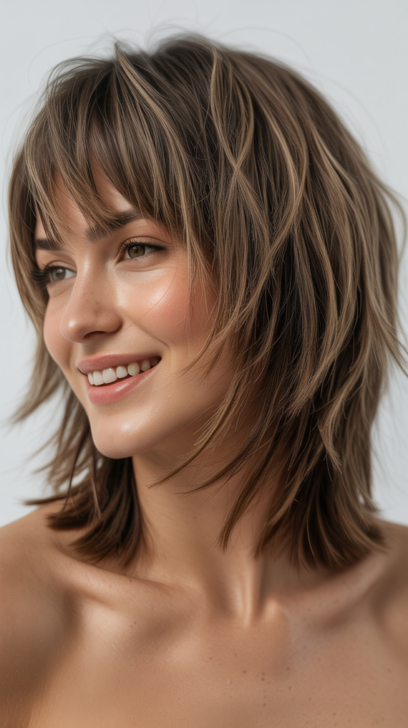 Textured Choppy Bob with Bangs