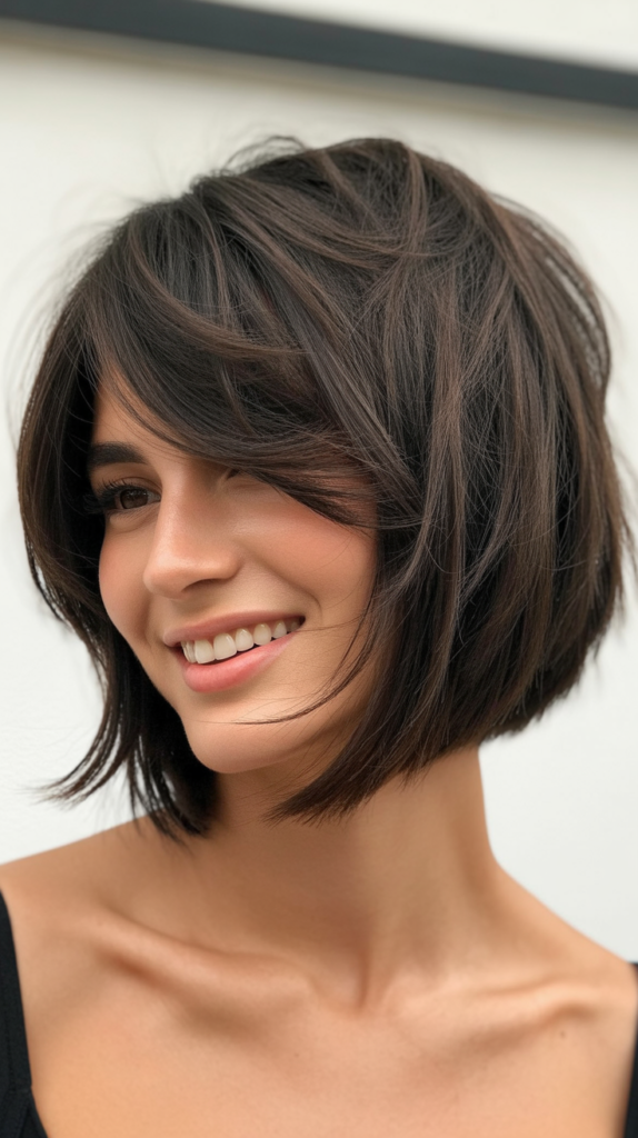 Choppy Bob with Side-Swept Bangs