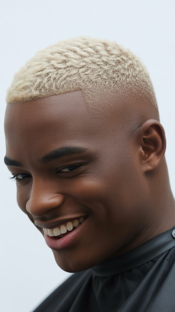 Low Taper Fade with Platinum Blonde Color