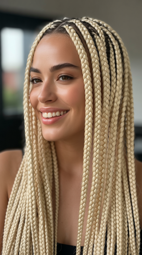 Blonde Side Part Knotless Braids